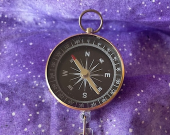 Compass Badge Reel, Retractable ID Name Badge Holder Reel, Badge Clip Work Jewelry, Doctor Nurse Teacher Gift,  Ready to Ship