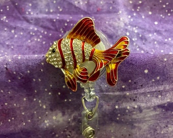 Goldfish Badge Reel, Retractable ID Holder Reel, Name Clip, Nurse, Doctor, Teacher Gift