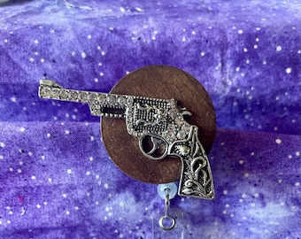 Cowboy Revolver  Sheriff Boot Covered Wagon Pioneer Badge Reel, Retractable ID Holder Reel, Name Clip, Nurse, Doctor, Teacher Gift