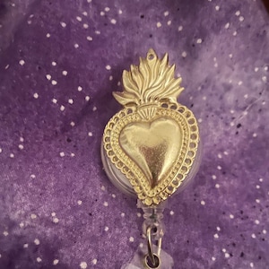 Sacred Heart, Sagrado Corazon, Retractable ID Badge Reel Holder Ready to Ship Teacher Gift, Nurse Doctor