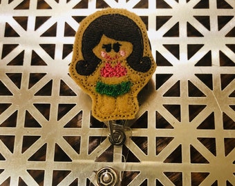 Hula Dancer Hawaiian Retractable ID Badge Reel Holder Work Accessories Hawaiian Hula Dancer Nurse Gift Office School Ready to Ship Teacher