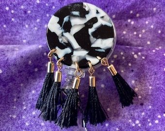 Round Dangle with Tassels Retractable ID Bade Holder Reel Work Accessories Jewelry Ready to Ship RTS