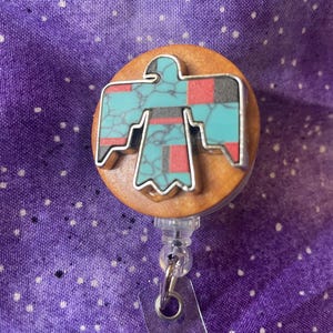 Bobine d'insigne Thunderbird, bobine rétractable pour carte d'identité, clip pour nom, sud-ouest, infirmière, médecin, cadeau pour enseignant