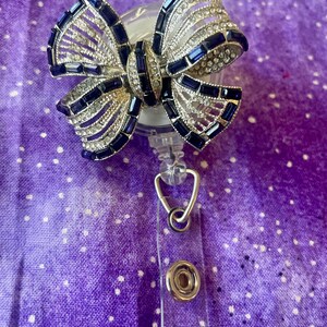 Bow Badge Reel, Retractable ID Name Badge Holder Reel, Badge Clip Work Jewelry, Doctor Nurse Teacher Gift,  Ready to Ship