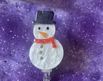 Christmas Retractable ID Badge Reel, Snowflake, Snowman, Nurse, Teacher, Doctor, Winter, Ready to Ship