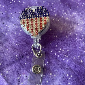 Ruban patriotique Drapeau des États-Unis, drapeau américain, 4 juillet, bobine d'insigne, bobine de porte-carte d'identité rétractable, clip pour nom, infirmière, médecin, cadeau pour enseignant