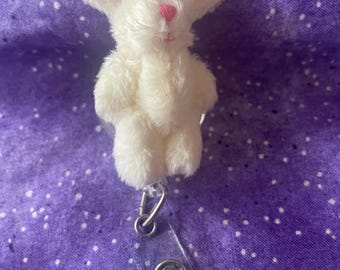 White Rabbit, Alice in Wonderland Retractable ID Badge Reel Holder, I.D Badge holder, Ready to Ship, Rts Teacher Nurse Doctor Gift