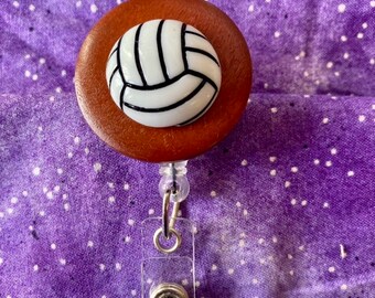 Volleyball Sports Badge Reel, Retractable ID Name Badge Holder Reel, Work Accessories, Badge Clip, Doctor Nurse Teacher, Coach