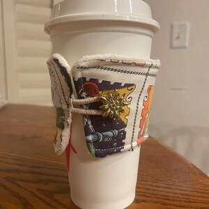 Tea Coffee Sleeve, Handmade Loteria Cartas Marcadas Alexander Henry Day of the Dead Skulls