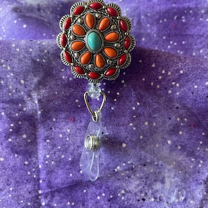 Botte de cow-boy, concho avec perles, bobine d'insigne d'identité fleur, bobine de porte-carte d'identité rétractable, clip pour nom, infirmière, médecin, cadeau pour enseignant
