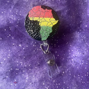 Africa Badge Reel, Retractable ID Holder Reel, Name Clip, Nurse, Doctor, Teacher Gift