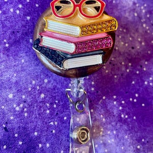 Bibliothécaire pour la rentrée scolaire, lecture de livres pour badge, bobine de porte-carte d'identité rétractable, clip pour nom, infirmière, médecin, cadeau pour enseignant