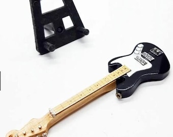 Guitarra en miniatura bajo Jazz Fender negro escala 1/12