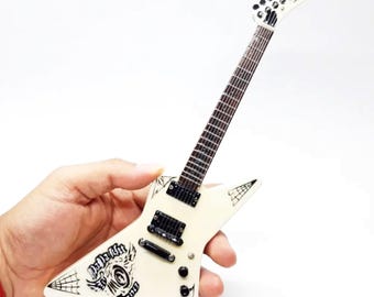Miniature Black Metal Cross Guitar Replica + Stand 1/12 Scale
