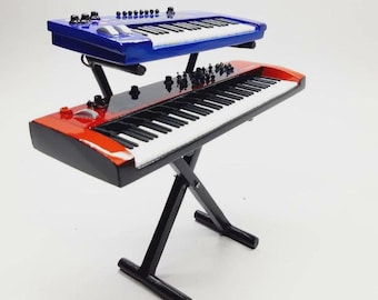 Miniature Red and Blue Stage Keyboard & Synth Set