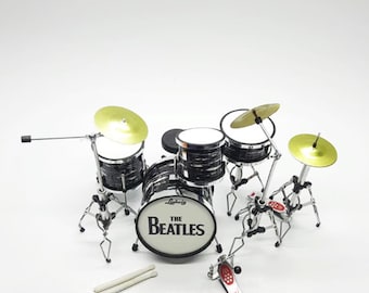 Miniature 60s British Rock Drum Set – 1:12 Scale Display Model
