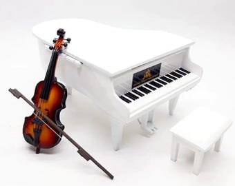 Miniature Violin & Grand Piano Set | Premium Display Collection