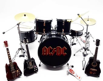 Miniature Electric Guitar and Drum – Rock Music Inspired