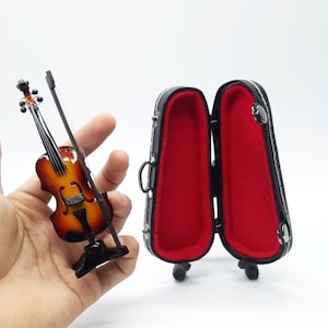 Realistic Miniature Violin and Hardcase Classic Miniature Instrument