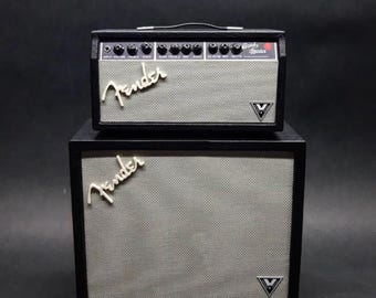 Amplificador de guitarra en miniatura de 2 altavoces – Hecho a mano a escala 1/16 – Altavoces desmontables – Ideal para exhibición musical o decoración coleccionable
