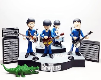 Set of 4 Mini Musician Figures – 60s Vintage Style Display Collectible