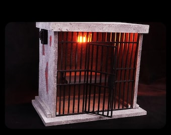 Diorama de celda de prisión/cárcel a escala 1:12 para figuras de SHF, Marvel Legends y MAFEX