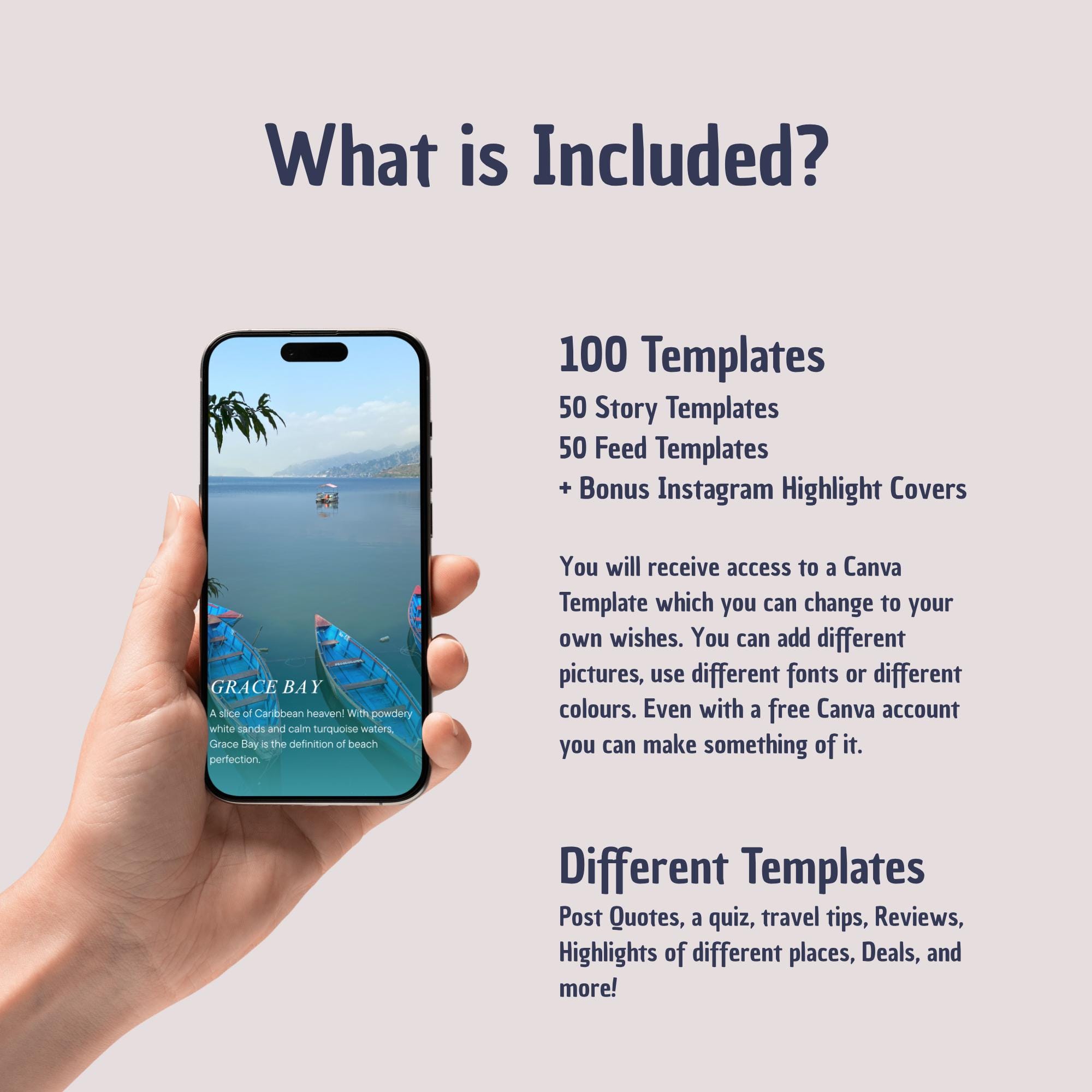 Instagram Canva Template Bundle | 100 Post & Story Templates + 20 ...