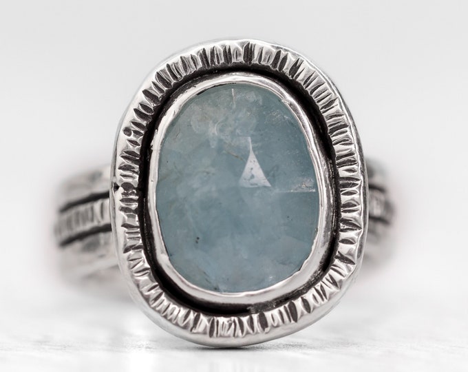 Aquamarine and Sterling Silver Ring