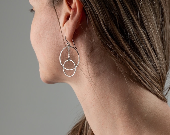 Hammered Silver Orbit Earrings