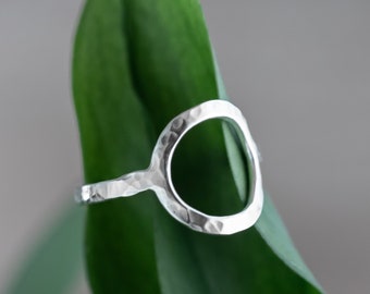 Circle Ring, Hammered Silver Ring, Sterling Ring, Open Circle Ring, Simple Silver Ring, Handmade Silver Ring
