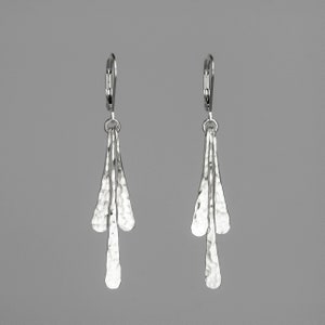 Hammered Sterling Silver Leverback Dangle Earrings: Unique Argentium Silver Jewelry