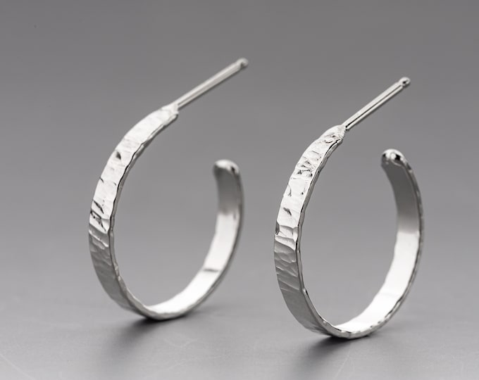 Hammered Sterling Silver 3/4" Hoop Earrings