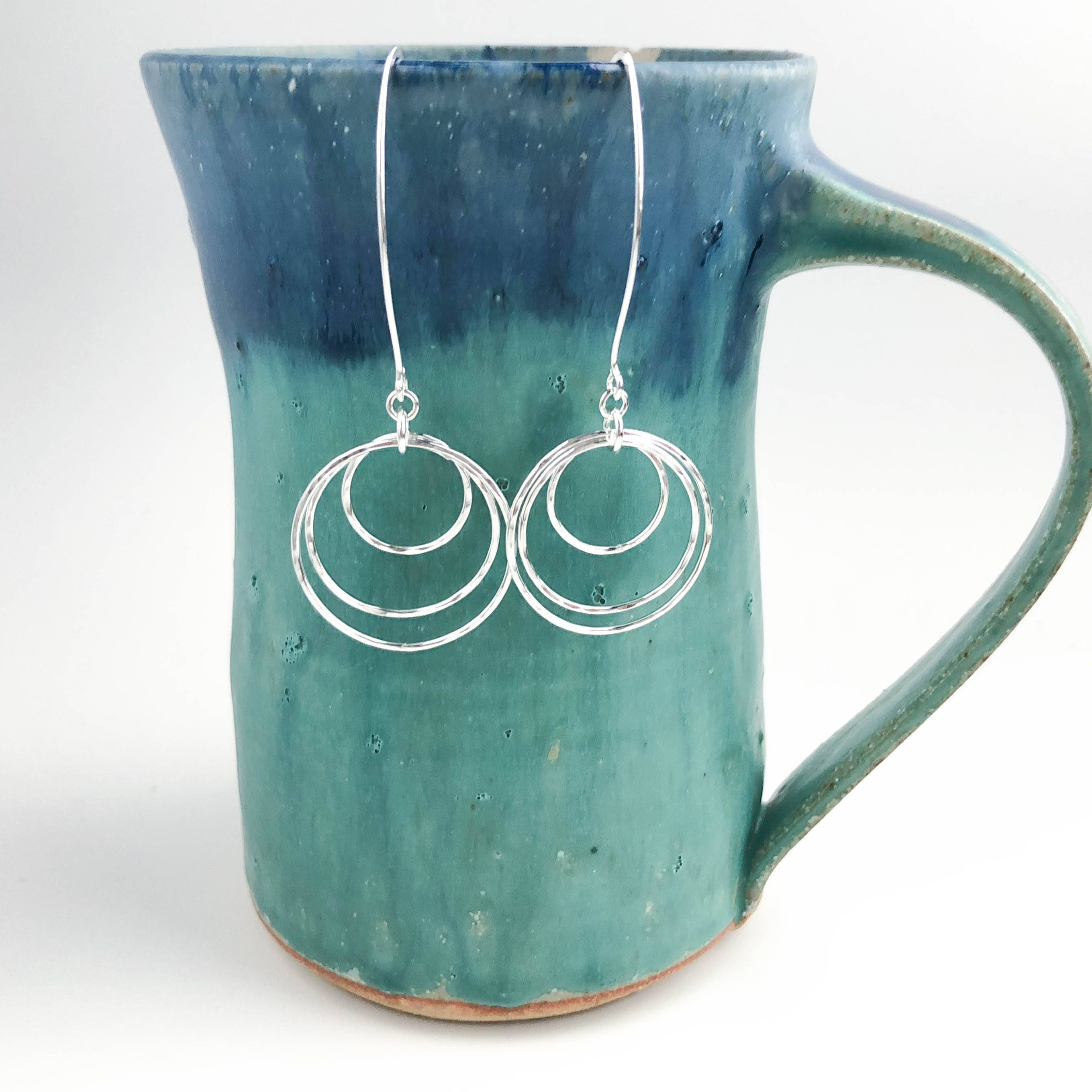 Three Hoop Long Drop Earrings