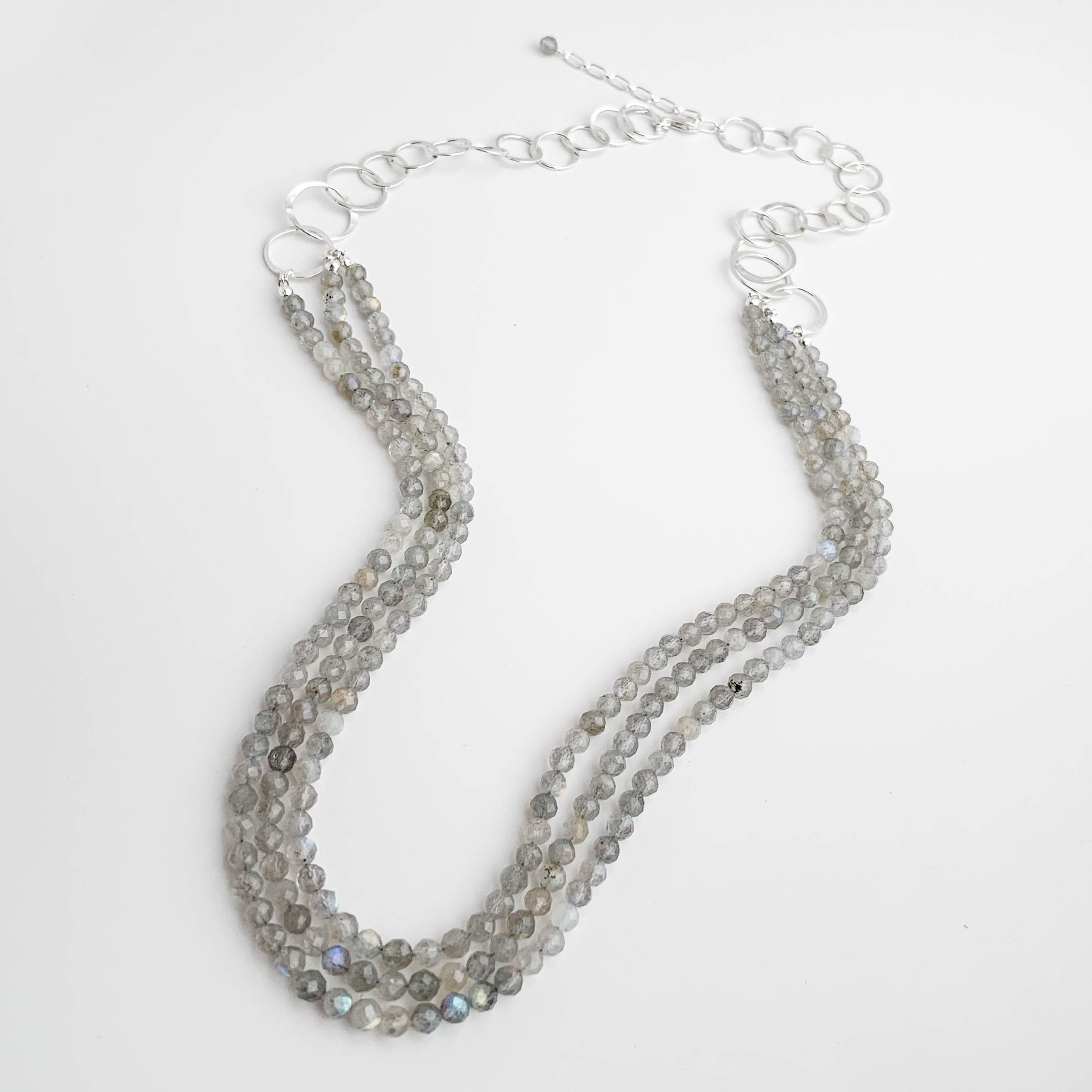 Labradorite and Sterling Silver Long Necklace