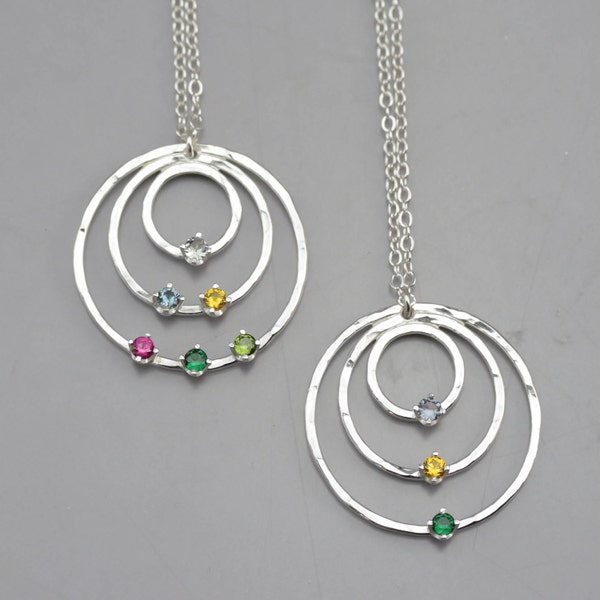 Grandmother's Birthstone Necklace - Custom Made Three Circle Birthstone Pendant - Birthstone Jewelry - Custom Mother's Jewelry