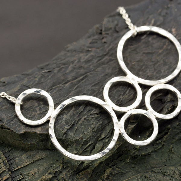 Hammered Circle Necklace, Sterling Silver Necklace, Everyday Jewelry, Sterling Silver Jewelry, Hand Hammered Silver