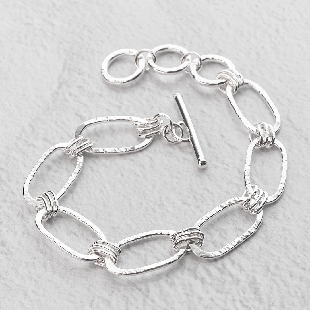 Sterling Silver 'Chunky' Oval CZ link Belcher Bracelet with CZ Engravable Heart main image 1
