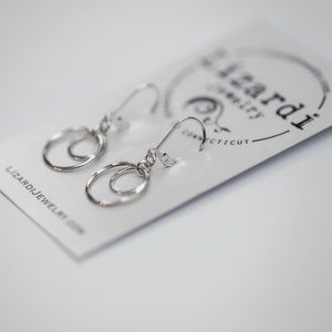 Small Silver Circles Lever back Earrings, Minimalist Jewelry, Lightweight, Nickel Free Sterling Silver Dangle Earrings, Short Earrings image 8