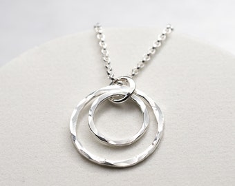 Sterling Silver Circle Pendant Necklace, Unique Necklace, Modern Everyday Jewelry, Short or Long Necklace, Handmade Jewelry Gift For Her