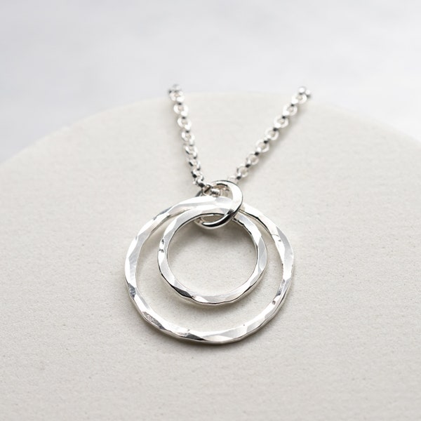 Sterling Silver Circle Pendant Necklace, Unique Necklace, Modern Everyday Jewelry, Short or Long Necklace, Handmade Jewelry Gift For Her