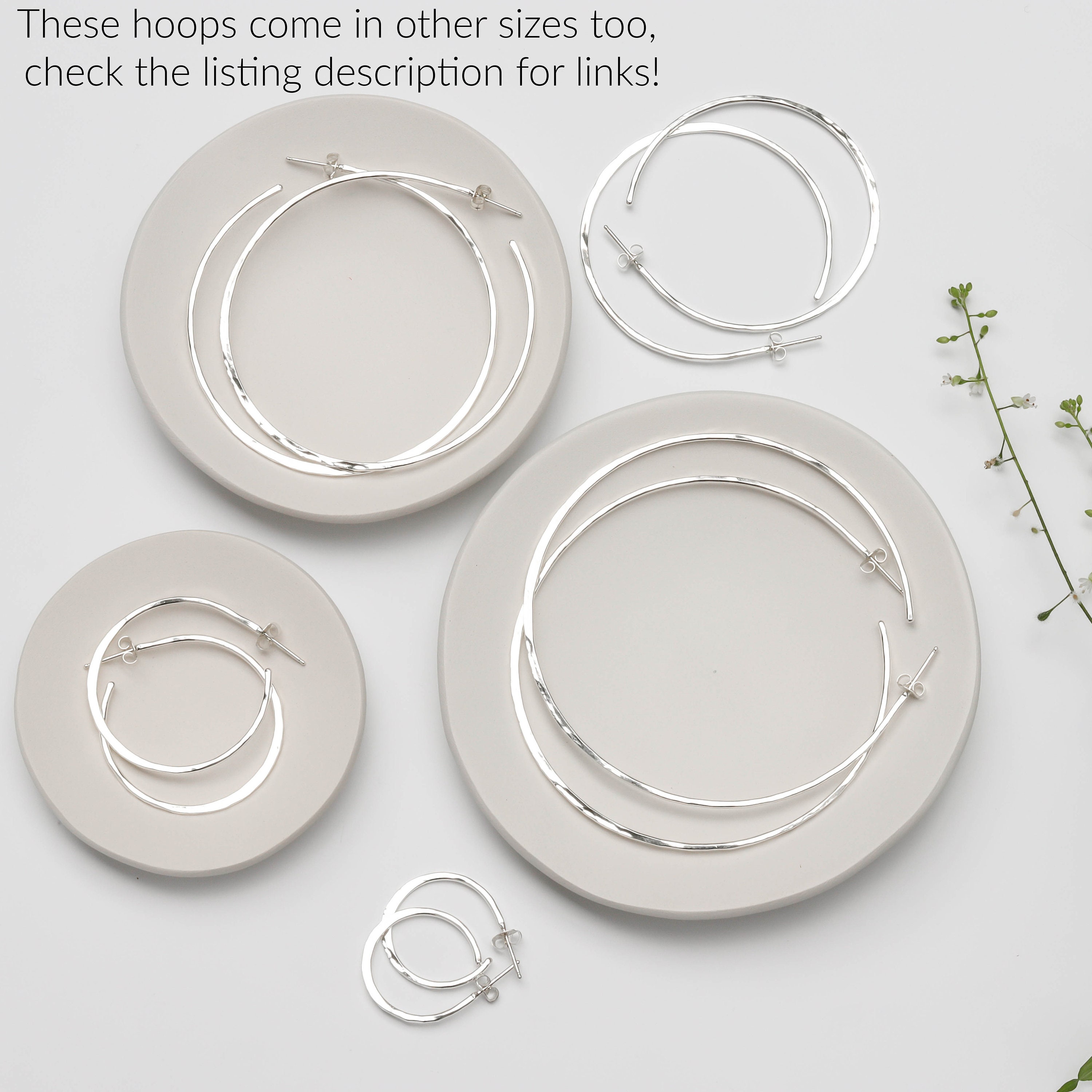 Hammered sterling silver hoop earrings discount