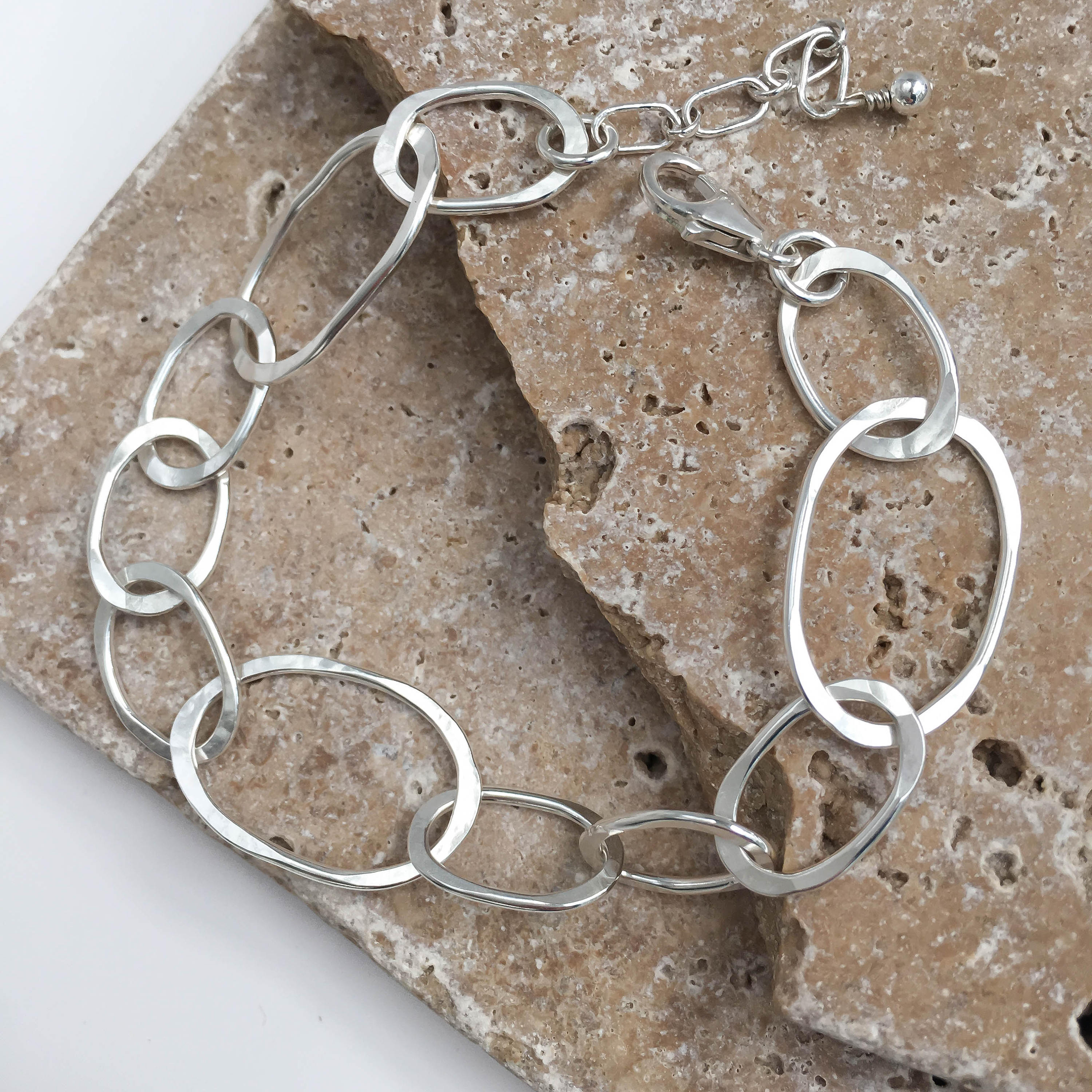 Chunky 925 Sterling Silver Chain Link Bracelet Geometric 