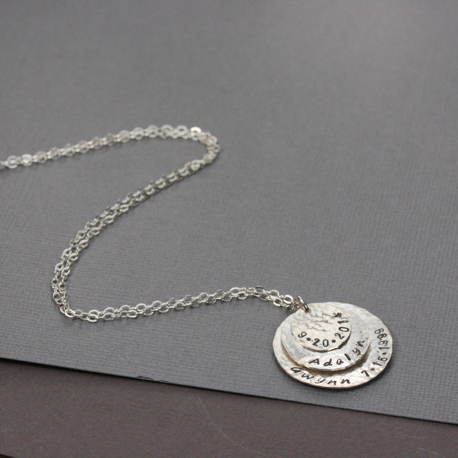 Silver disc necklace personalized Clearance