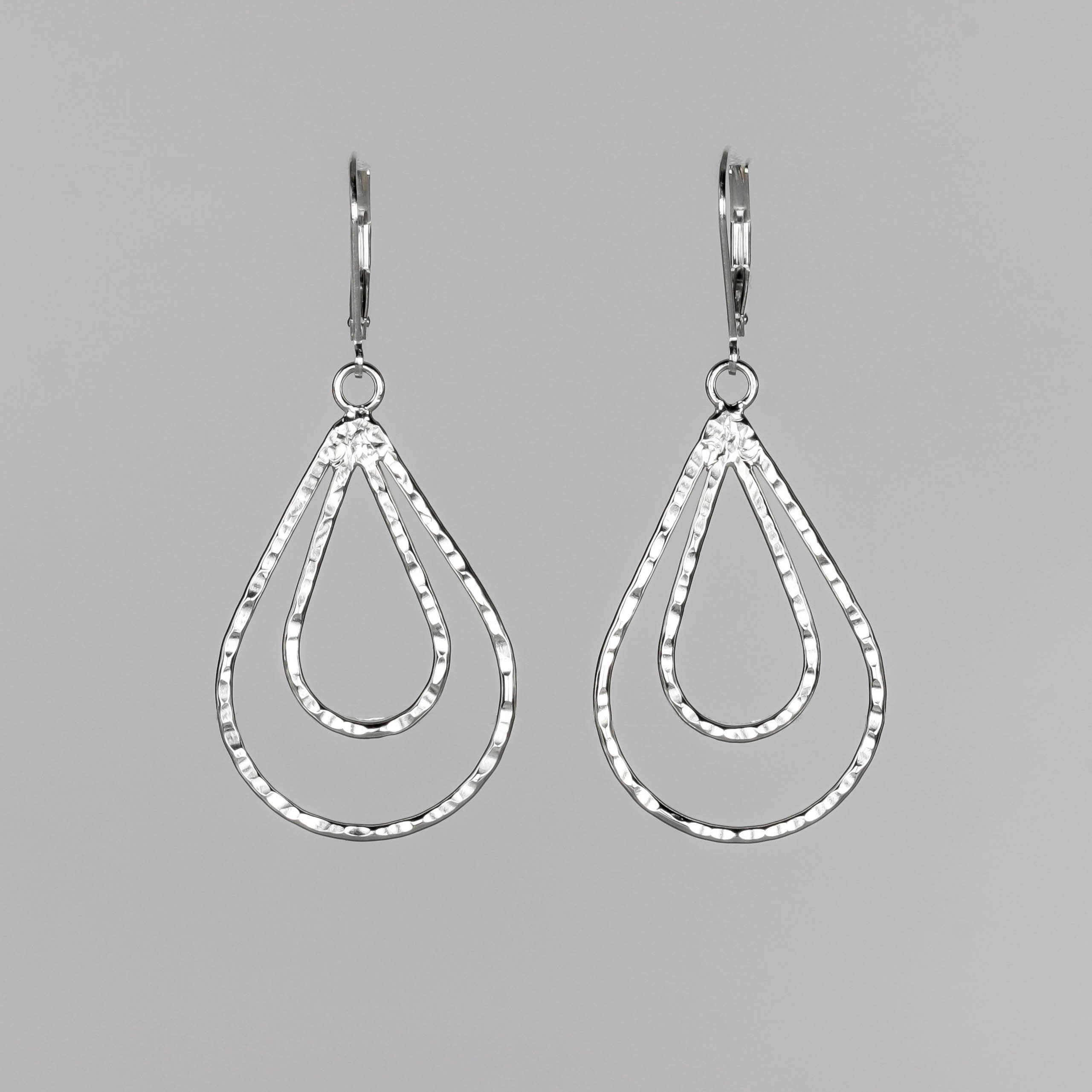 Double Hammered Teardrop Earrings