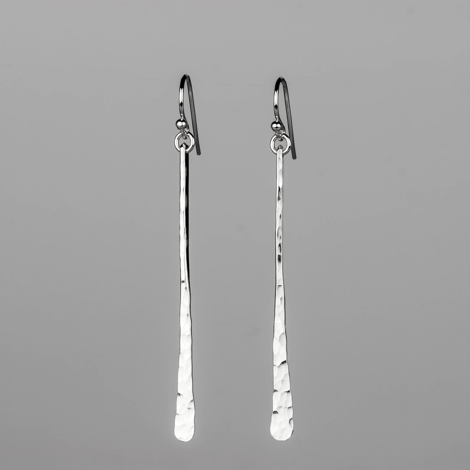 Hammered Silver Bar Earrings, Sterling Silver Bar Dangle Earrings