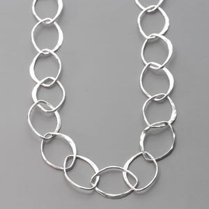Handmade Sterling Silver Chunky Chain: Long Hammered Chain Necklace, Statement Jewelry