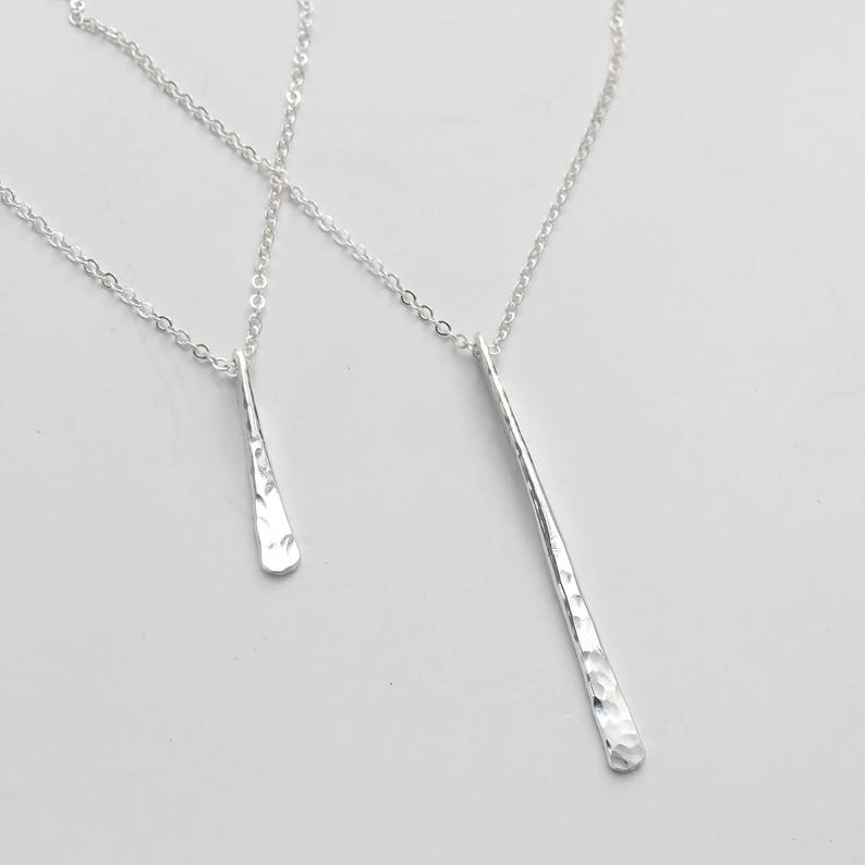 Silver Vertical Bar Pendant Necklace Everyday Silver Jewelry Etsy