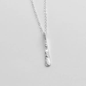 Hammered Silver Bar Necklace, Vertical Bar Necklace, Simple Sterling Silver Jewelry, Silver Necklace, Everyday Jewelry, Gift Under 40