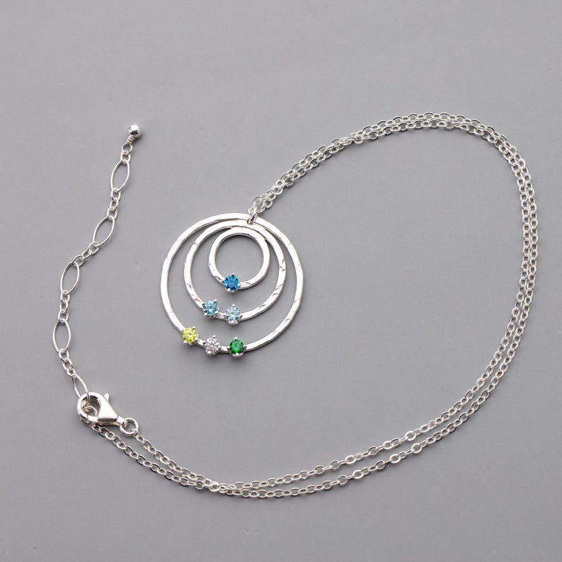 Personalized Sterling Silver Grandma Necklace: Custom Handmade Birthstone Jewelry image 2