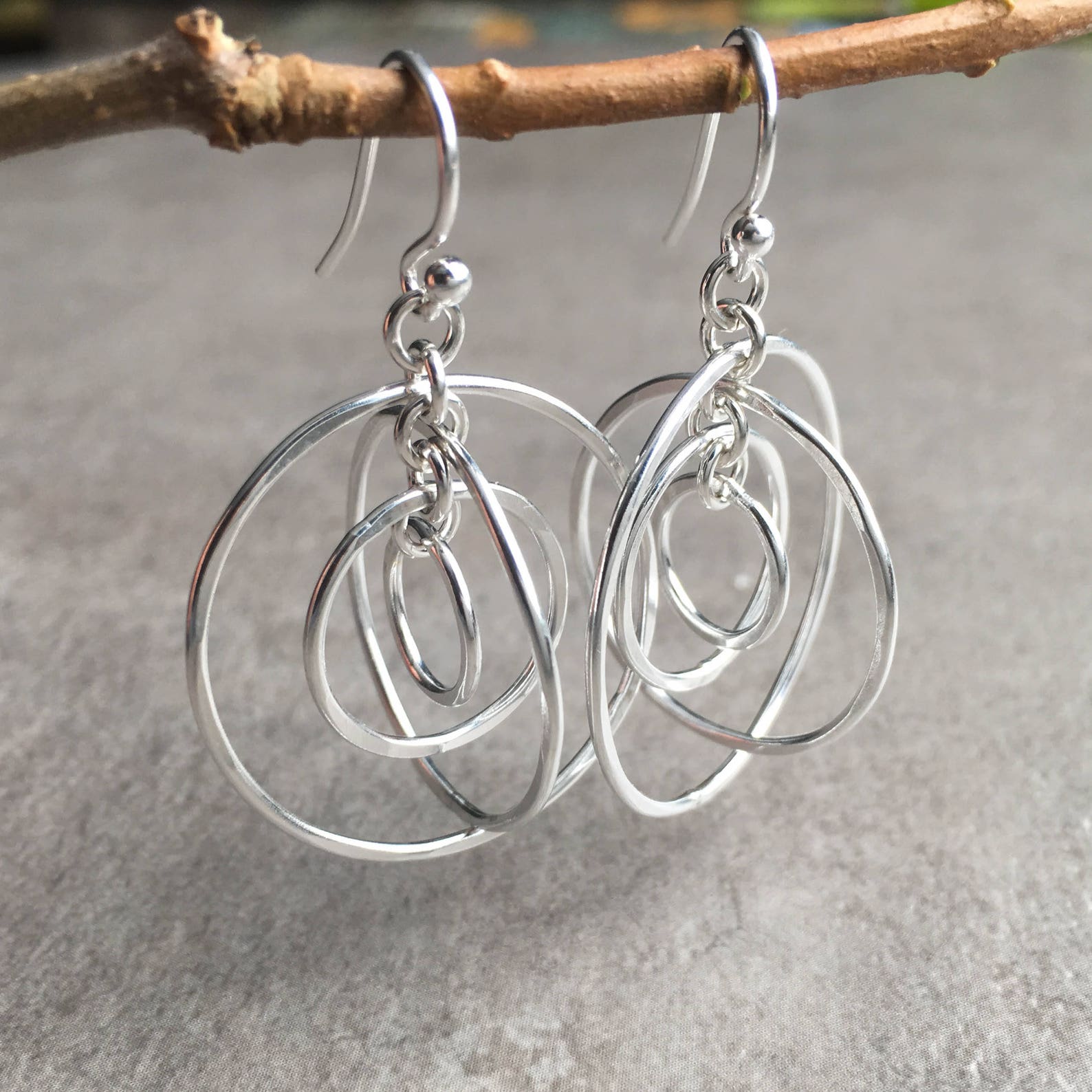Dangling Orbit Earrings Modern Sterling Silver Hoop Earrings Etsy Sweden